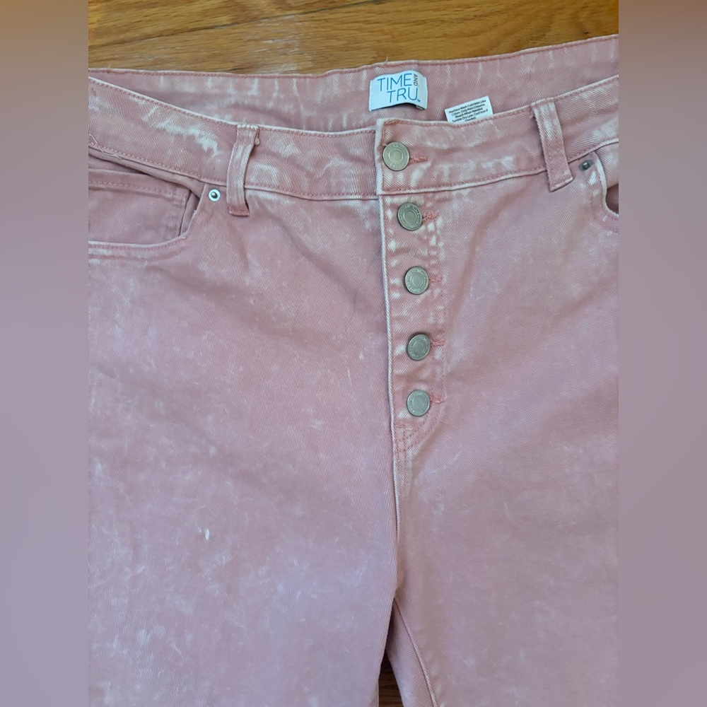 Time and Tru Women's High Rise Straight Crop Jeans 25” Inseam Size 18 Dusty Rose - Picture 6 of 8